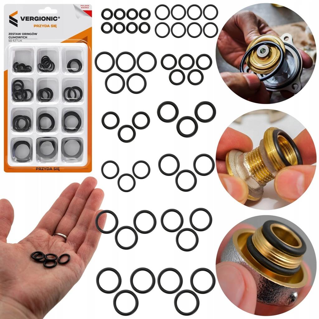 Set of 50 universal oil-resistant rubber O-rings