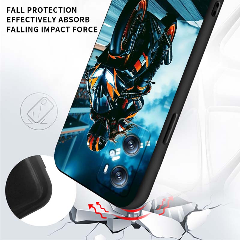 Креативная крутая наклейка для мотоциклиста Для OPPO Reno 5 6 7 A96 A40 A58 Realme GT A74 A78 Neo2 A74 A78 Find X5 X3 X7 X8 Черный чехол для телефона