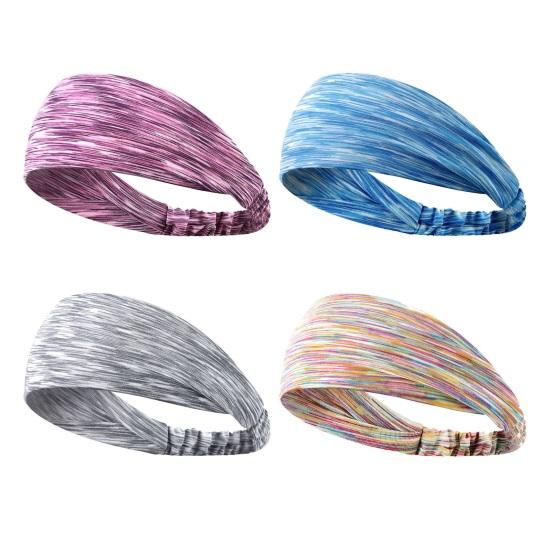 Спортивная повязка на голову на резинке с красочным полосатым узором, впитывающая пот, дышащая повязка на голову для бега и фитнеса