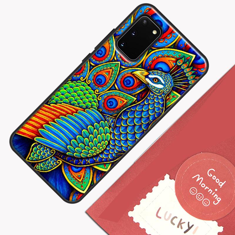 Bird Peacock Feather Case For Samsung Galaxy S22 S21 S23 Ultra Note 20 S8 S9 S10 Note 10 Plus S20 FE Back Cover