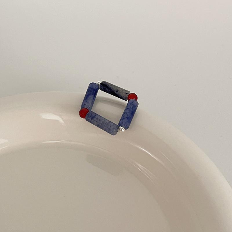 Color Crystal Beaded Ring Ins Niche Design Sense Advanced Finger Ring Light Luxury Temperament All Match Ring Accessories