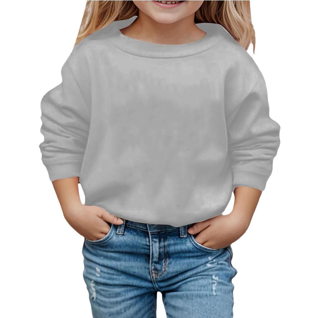 Свитшоты для малышей, девочек и мальчиков, свитер с круглым вырезом и длинными рукавами, хлопковый однотонный свитер, рубашки