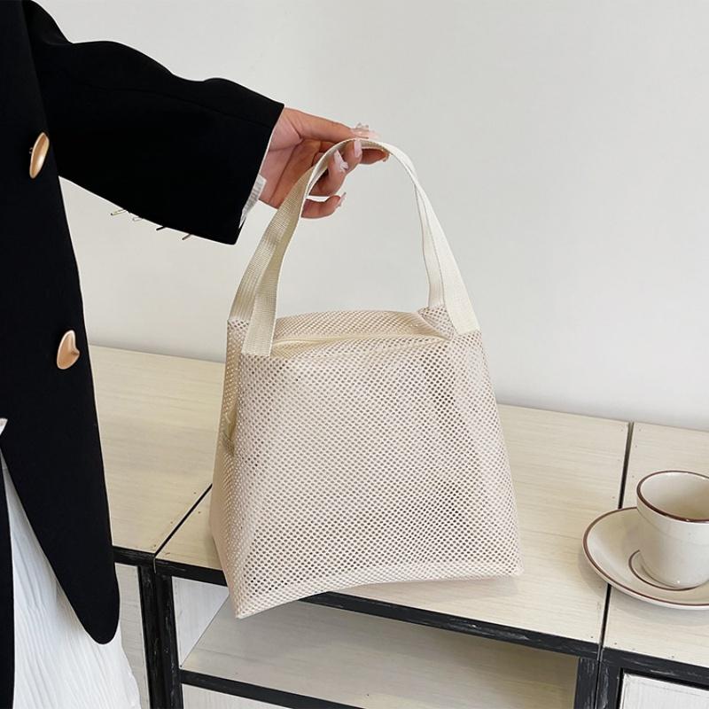 Сетчатая сумка большой вместимости с ручкой, дорожная косметичка, портативная пляжная сумка, косметичка на молнии, сумка для покупок