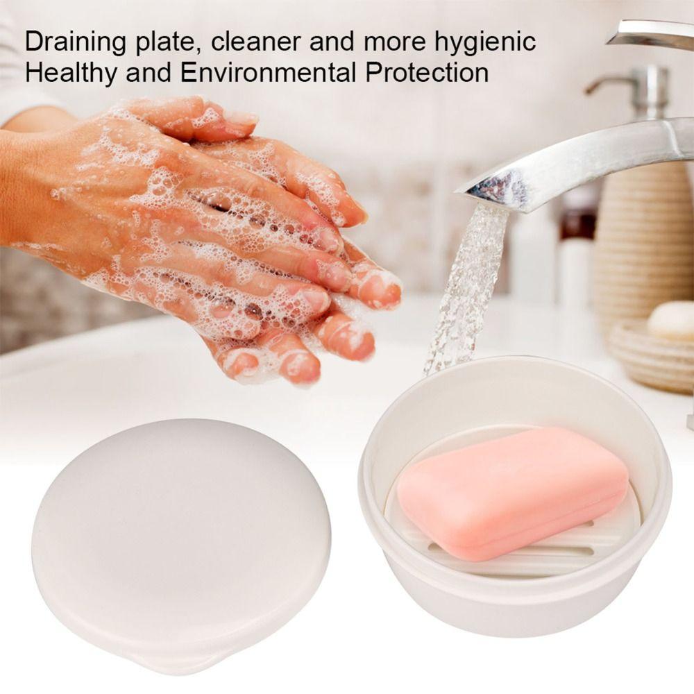 Plastic Soap Case White Soap Dish Round Corner Soap Box Outdoor Camping