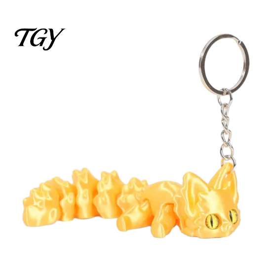 Creative Keychain for Men Women 3D Printed Articulated Fox Keychain, Flexible Joint Animal Pendant with Metal Personalized Bag Key Ring, Desk Figurine