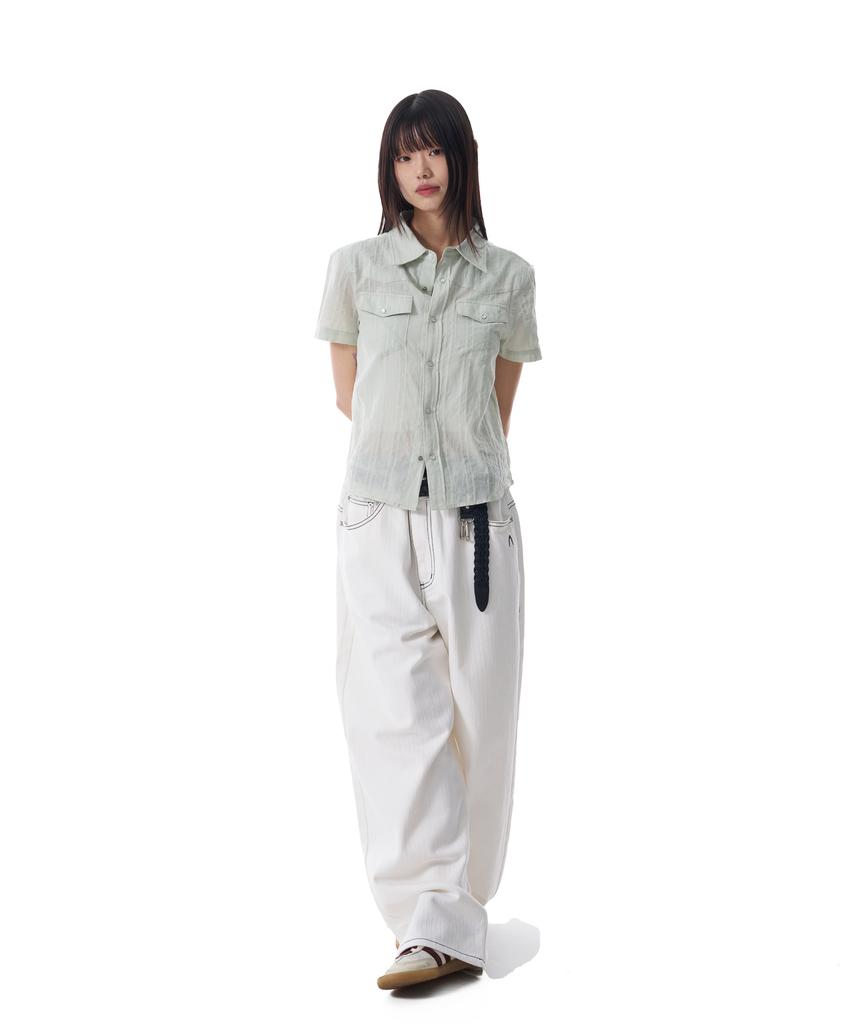 AAKAM Patterned Western Half Shirts (Green)