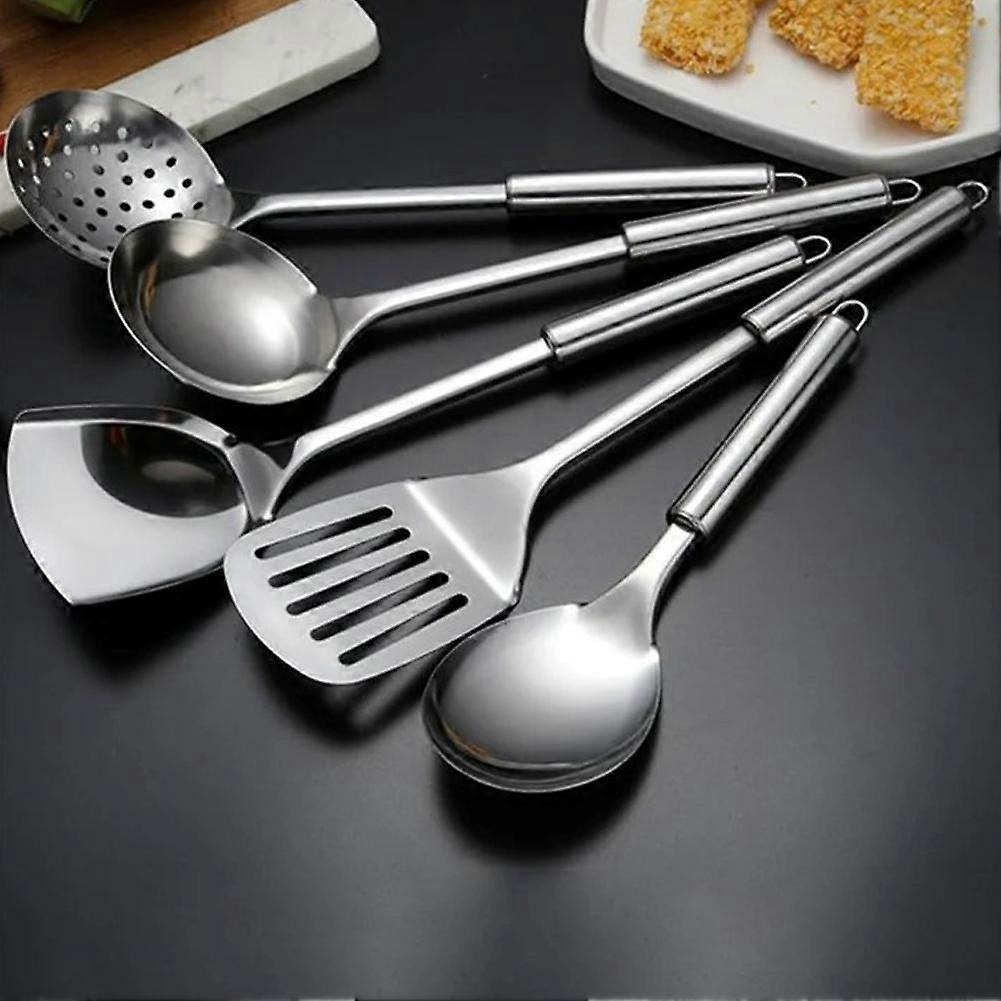 5pcs Stainless Steel Kitchenware Set Soup Ladle Leaky Spoon Spatula Kitchen Tool