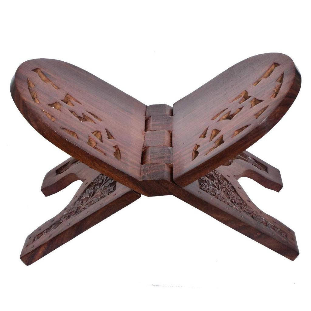 Classical Youth Sheesham Hand Crafted Wooden Book Stand/Holder/Rest/Keep for Home/Work Space/Religious Places- Dark Brown- 13 Inches