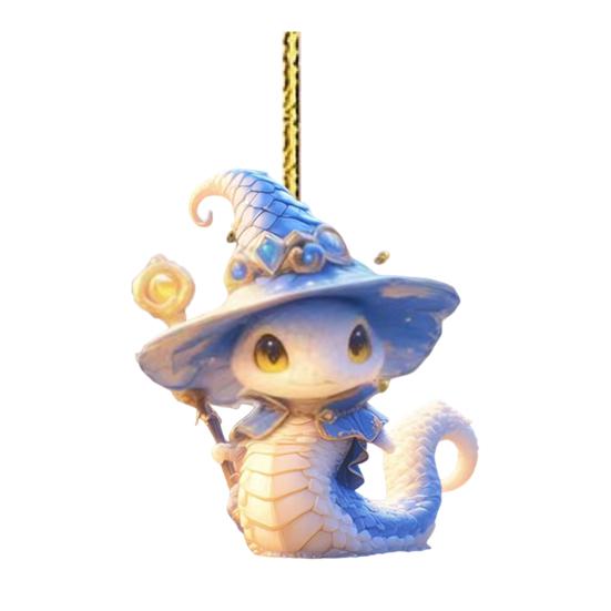 Подвеска в виде мультяшной змеи 2D, плоское акриловое рождественское украшение, подвесное украшение в виде змеи