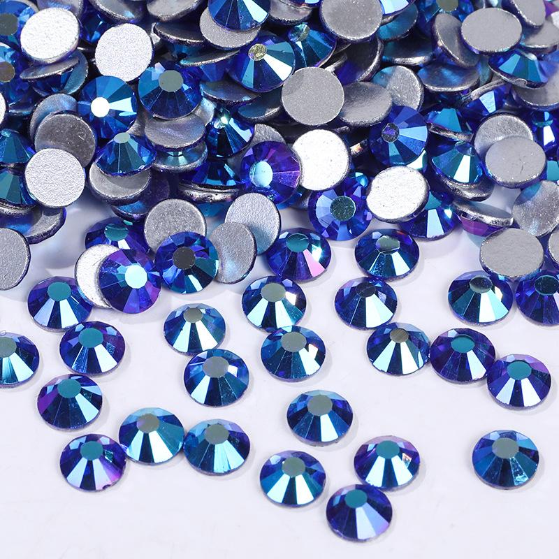 Цветной АБ Хрусталь Плоское Дно Сверло Круглое Сверло для Ногтей Сделай Сам Красочные Украшения для Ногтей