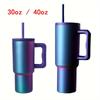 1pc, 30oz 40oz Tumbler with Handle and Straw Lid, Insulated Reusable Stainless Steel Water Bottle Tumbler Travel Mug, Fits for Cupholder