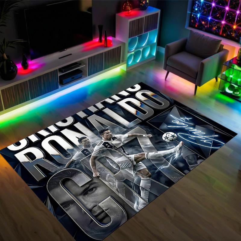 Cristiano Ronaldo Design Crystal Velvet Carpet Cozy Non?Slip Printed Rug For Bedroom Living Room Entrance