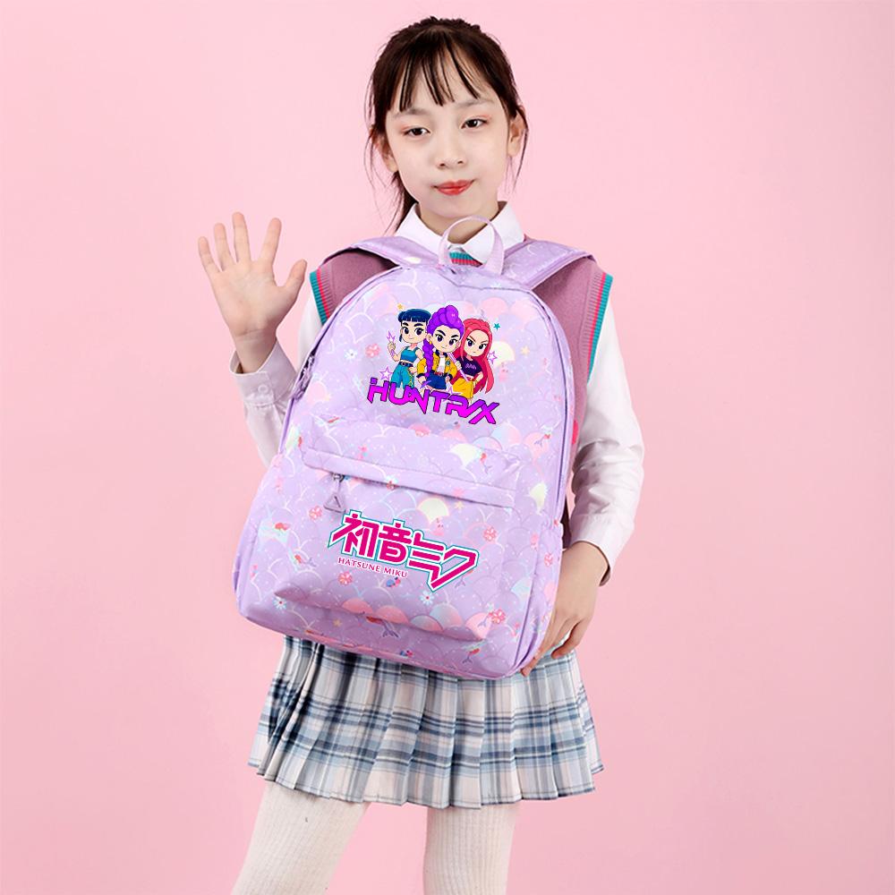 3Pcs/set Anime Cartoon Demon Hunters Printed Backpack Handbag Pencil Case for Teenger Student Girl Boy Large Capacity Waterproof Bookbag