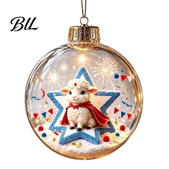 Decorative Hanging Balls Glowing Christmas Story Ornament, Light?Up Mini Holiday Scene Ball with Warm Garden Party Ornaments LED Light, Clear