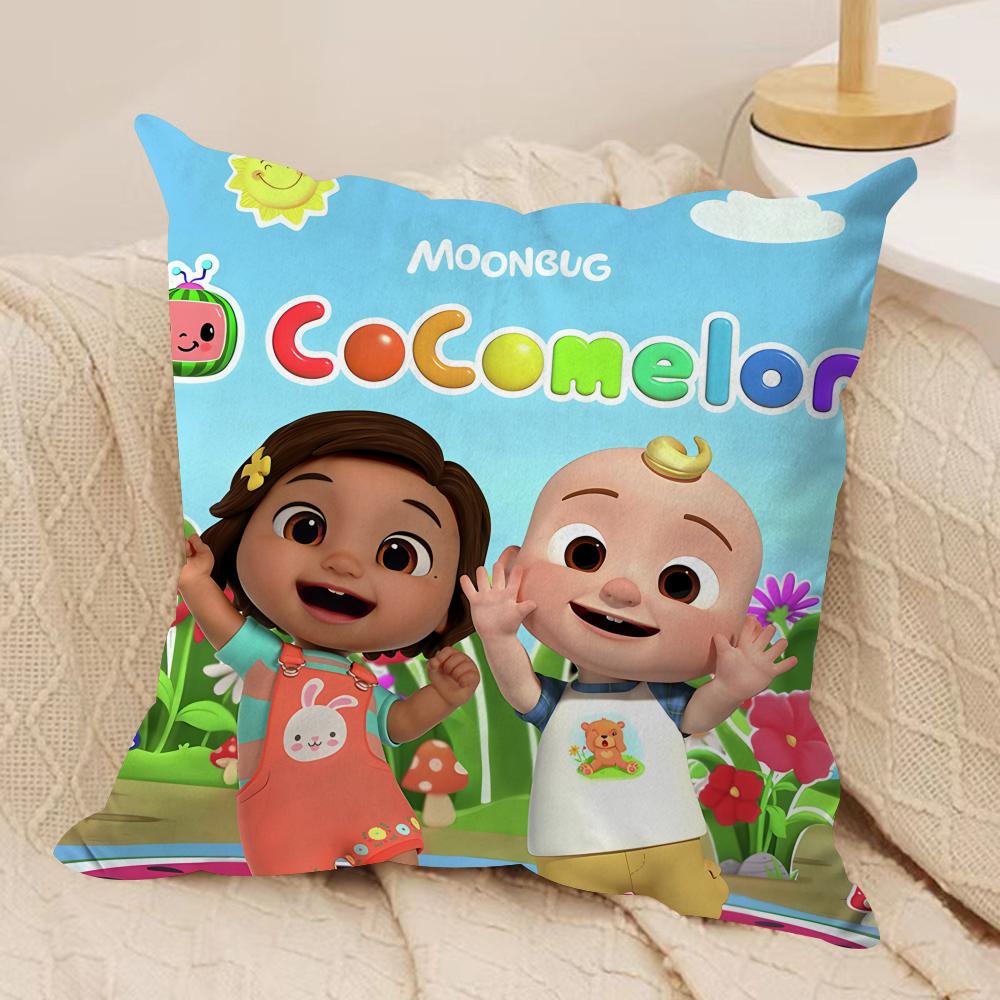 Cartoon CCoComelons Cute Cushion Cover Silky Short Plush Invisible Zipper Dustproof Sofa Pillow Case For Home Decor