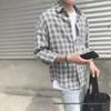 Мужская клетчатая рубашка в корейском стиле - Длинный рукав, Свободный крой, Модная осенняя куртка