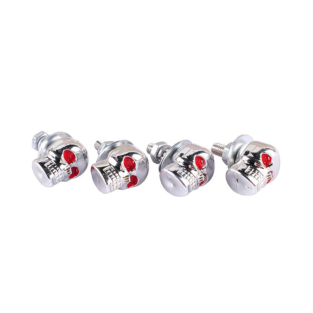 4Pcs 3D Skeleton Motorcycle License Plate Screw Fasteners
