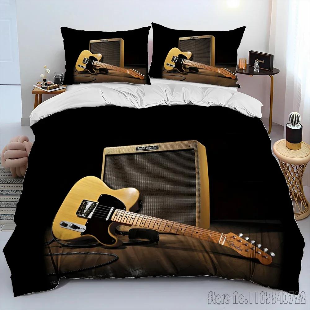 Комплект пододеяльника 3D Классическая гитара Электрогитара HD Чехол для одеяла для детских постельных комплектов Постельное белье Декор спальни