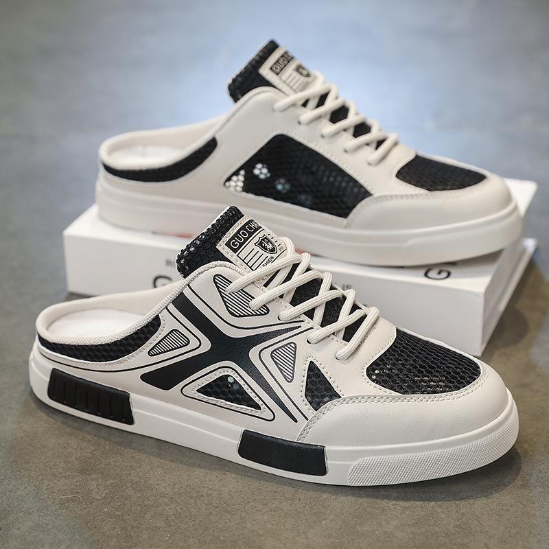 Тапочки Baotou, мужская летняя одежда, нескользящие сетчатые пляжные сандалии, мужская уличная обувь без каблука большого размера