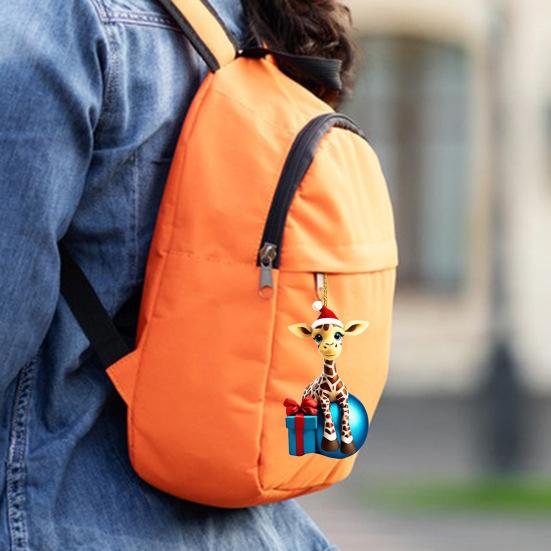 Рождественское украшение в виде жирафа, акриловая милая подвеска в виде животного, мультяшный жираф, подвесное украшение для елки, автомобиля