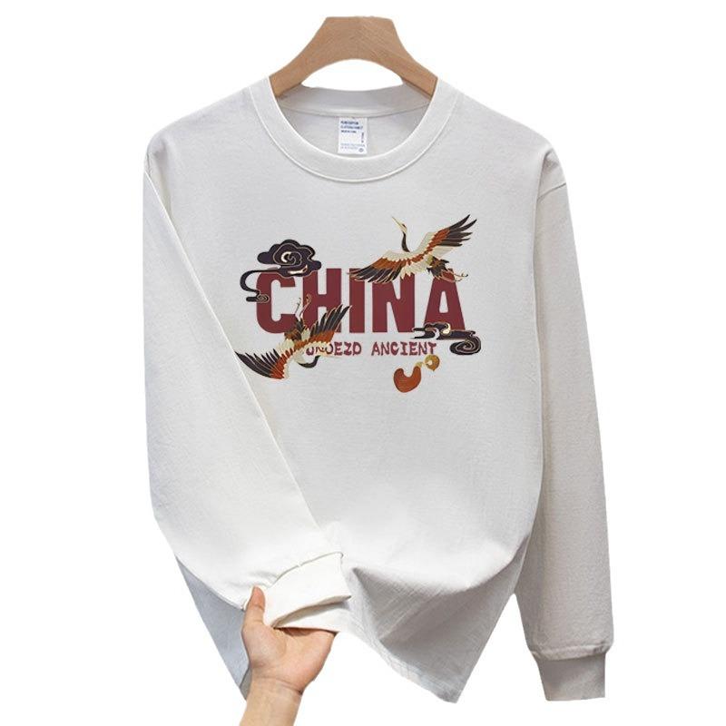 Pure Cotton Heavy-Duty Long-Sleeved T-Shirt, Young And Young Men'S And Women'S Autumn Tide Brand Loose Leisure Ruffian Handsome Business Clothes