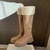 Виноград ма осень и зима новая высота увеличение см~ сохранять тепло и поворачивать волосы, молния длинная труба толстый каблук ретро замша рыцарские сапоги