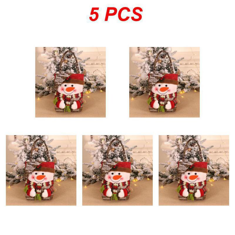 10Pcs Christmas Gift Bags Handbags Tote Bags Candy Bags Snowman Bear Gift Bags Storage Bags Christmas Decoration