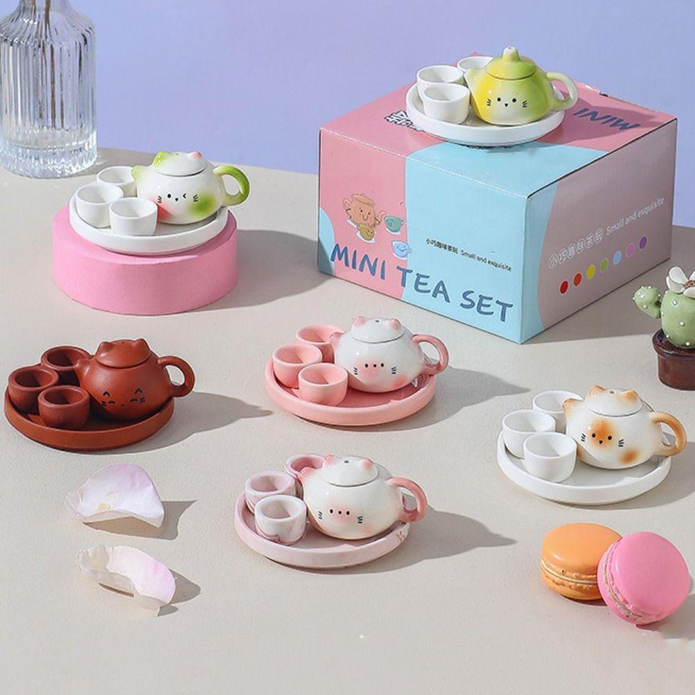Traditional Milk Tea Lid Accessories Chinese Style Ceramic Cat Ear Pot Home Decor