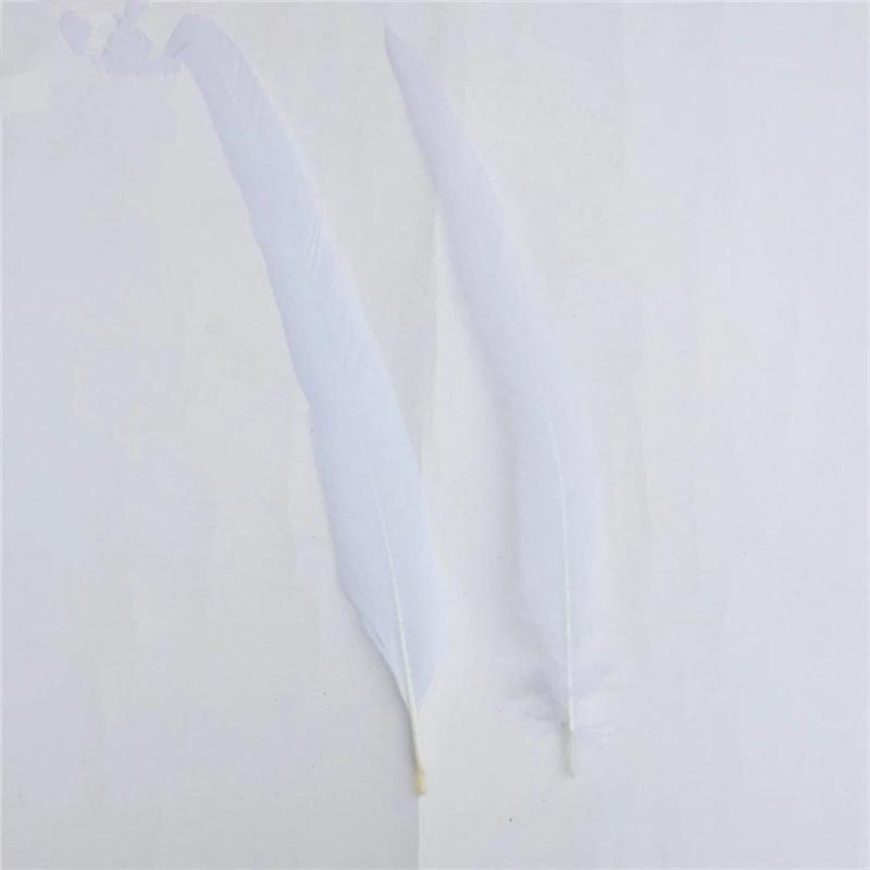 Top Quality 50 Pcs Pure White Rooster Tail Feather 30-35Cm 12-14Inch Natural Feathers Wedding Decoration Clothing Accessories