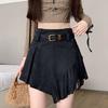 Literary and Retro Fringed Skirt, Free Belt for Women's Irregular High-waisted A-word Skirt, Design Sense Suede Skirt Fringe Western Cowboy Skort