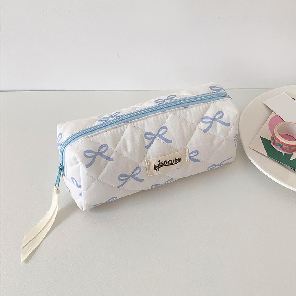 Bowknot Large Capacity Pencil Case Storage Bag Cosmetic Bag, Suitable Gift For Girls