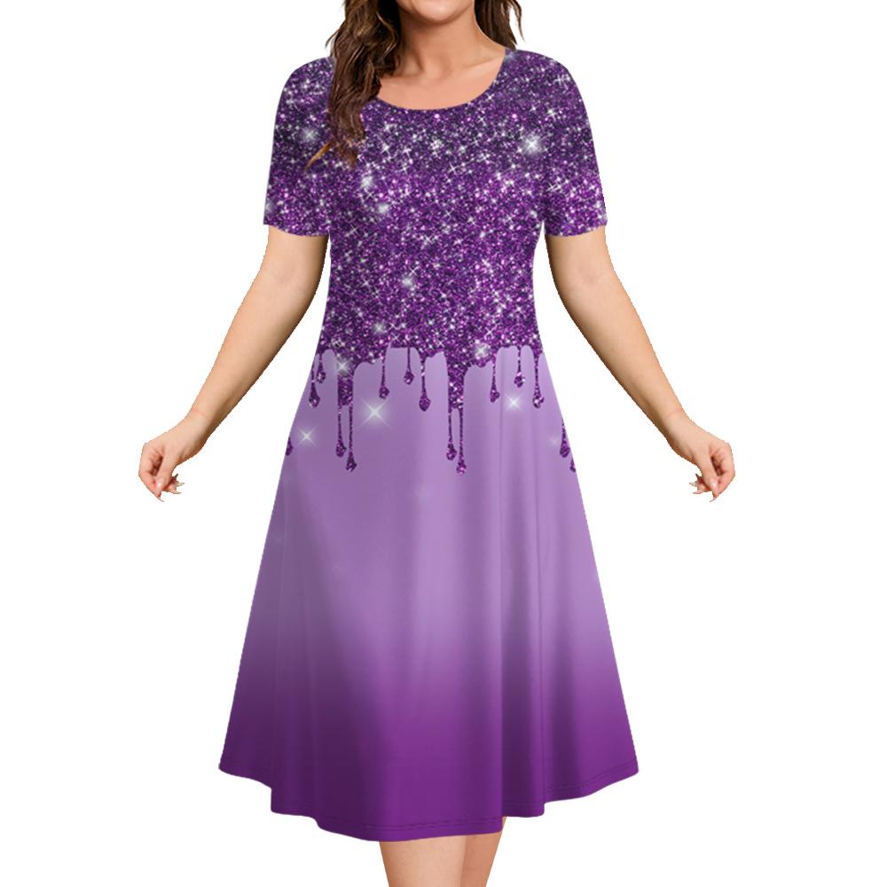 Модные элегантные женские платья Женское вечернее платье Цветной столкновительный пуловер с круглым вырезом Оверсайз Повседневная одежда А-силуэта Тренд 2024