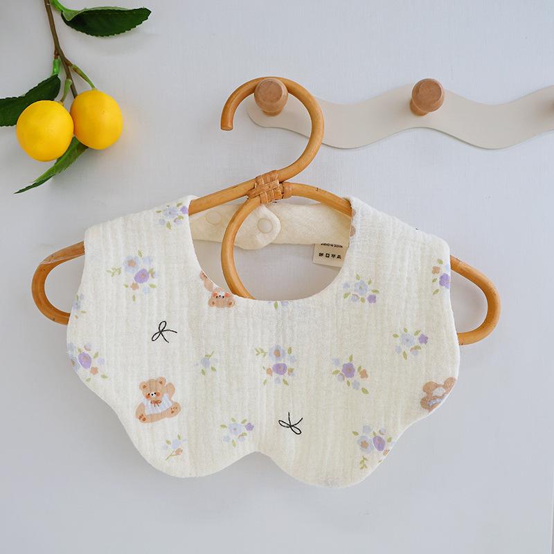 Baby Bib Baby Six-layer Gauze Saliva Towel Petal Bib Newborn Rotatable Saliva Towel Baby Bib