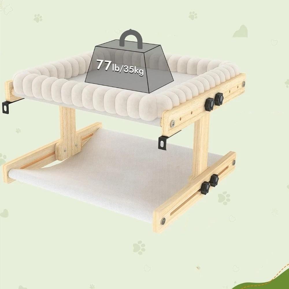 Plush Cushion Cat Window Bed Wooden Frame Hanging Cat Bed Cat Window Perch  Apartment