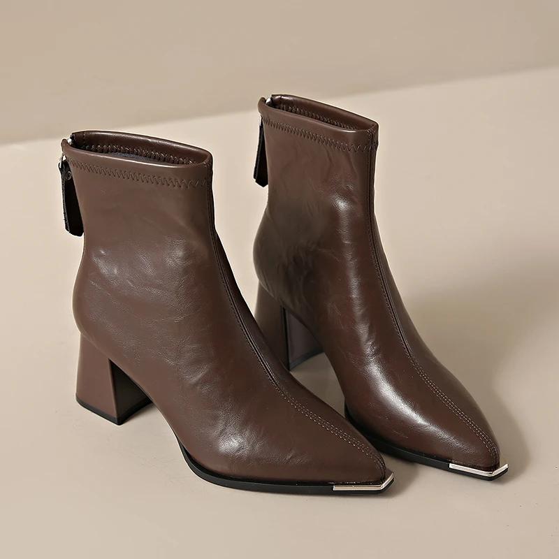Сексуальные заостренные носки зимние ботильоны женские зимние удобные кожаные туфли женские 2025 тренд элегантные офисные туфли модные туфли Botas Mujer