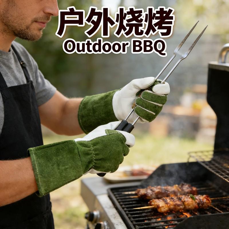 Heavy Duty Leather Garden Gloves Gardening Construction Welding Tasks Durable Cut Resistant Breathable Work
