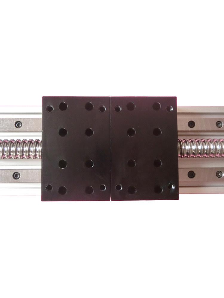 Bidirectional Linear Guide Rail with Acme Thread Ball Screw Module and Manual Split Slide Table for Forward and Reverse Rotation.
