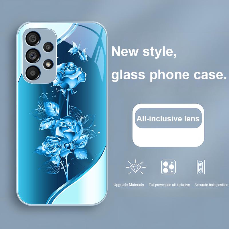 Цветной Rose Gold Для Samsung Galaxy Note 8 9 S10 Plus S20 S21 FE S23 Ultra A70 72 73 50 51 52 53 Закаленное Стекло Чехол для Телефона