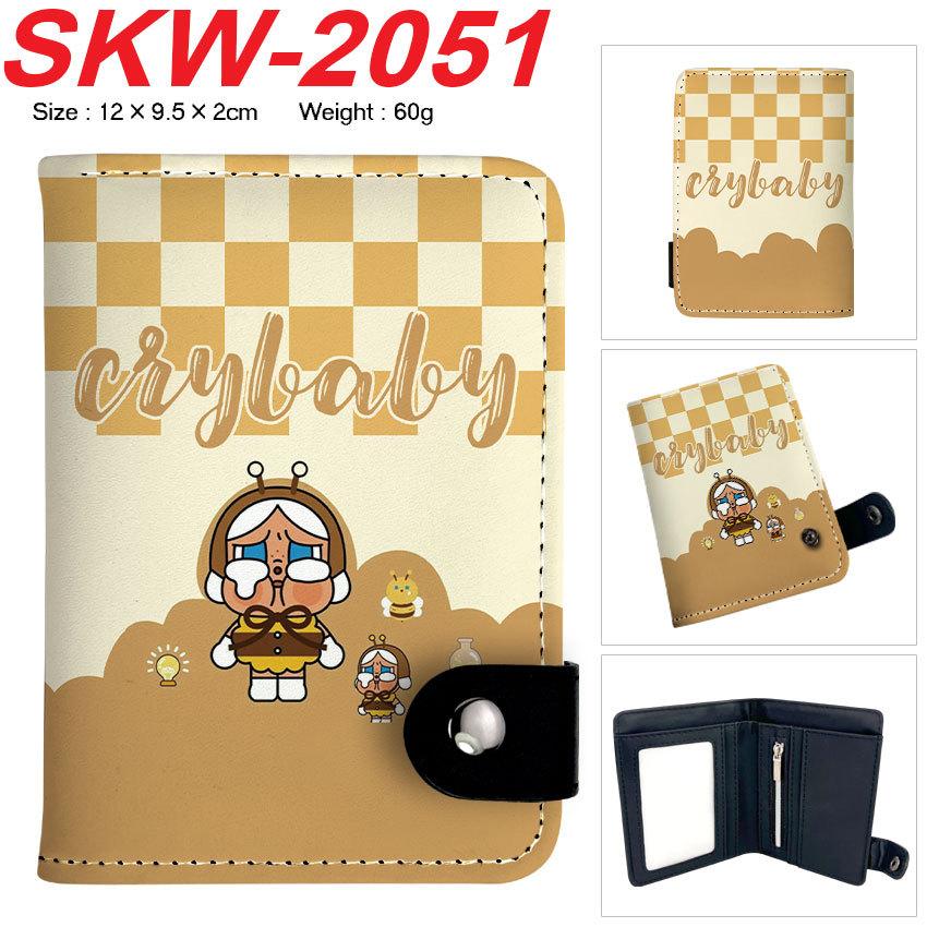 Crybaby Crying Doll Anime Wallet Vertical Snap Button Coin Purse Unisex Double Layer Card Holder