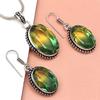 Green Tourmalinne Gemstone Mother's Day Jewelry Pendant Earring Set