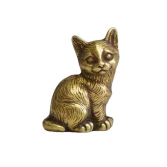 Латунная статуэтка кошки, маленькая статуэтка кошки, держатель для благовоний, настольный ретро-мини-кошачий орнамент для домашнего офиса, чайного столика, автомобиля