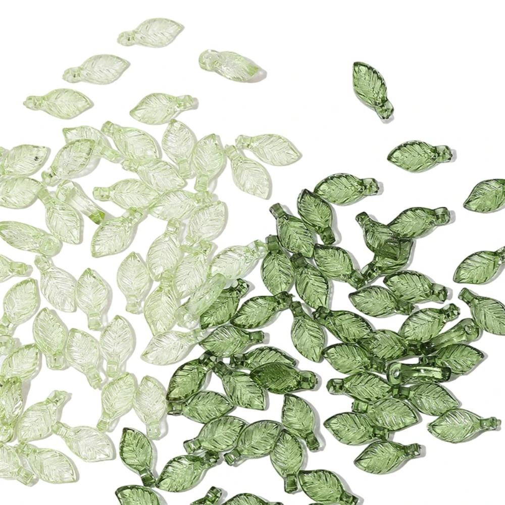Transparent Green Transparent Leaf Shape Beads Charms Leaf Shape Beads Necklace Accessories