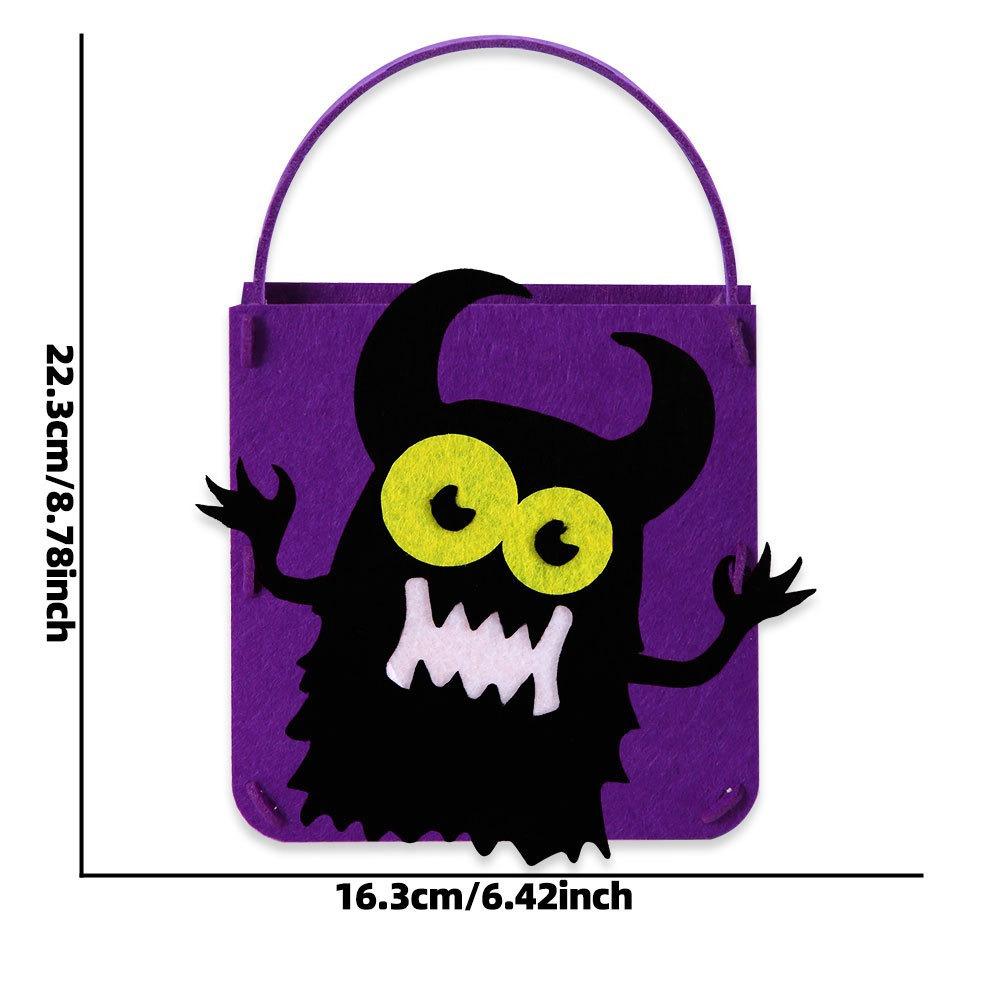 Felt Material Halloween Trick-or-Treat Bag Non-woven Tote Handheld Size Halloween Gift Bag Stereo Design Classic Elements