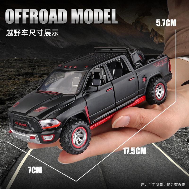 1:32 Dodge Ram TRX Off Road Modified Pickup Truck Alloy Metal Diecast Model Car Sound And Light Pull Back Toy Collectibles Gifts