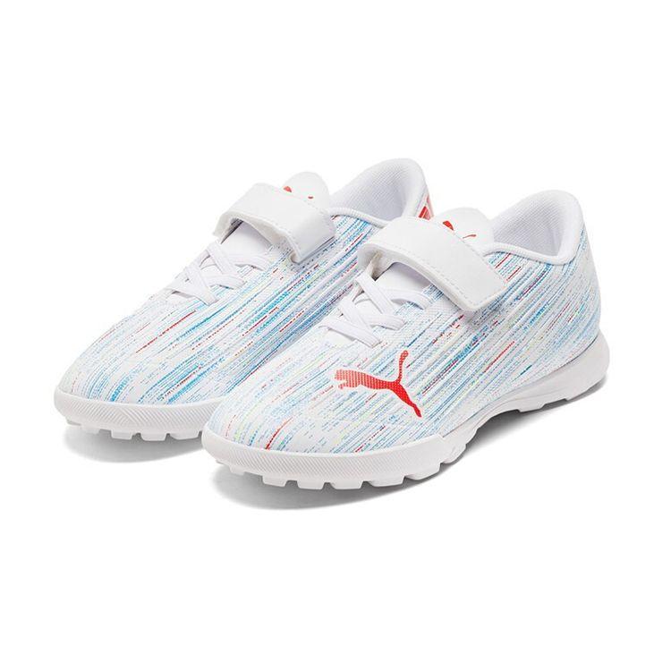 Puma Round Toe Velcro Low Top Kids Soccer Shoes Kids Soccer Shoes Blue White 106369-03