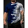 Мужские крутые футболки контрастного цвета с 3D-принтом для тай-дай, эластичный полиэстер, спортивная одежда, топы с коротким рукавом, летняя одежда