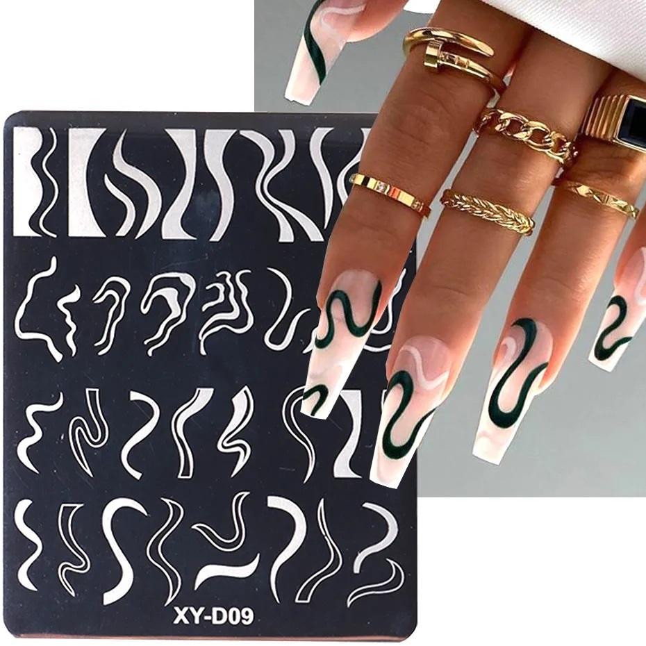 French Style Nails Art Stamp Plates Leaf Flower Stainless Steel Stencils Nail Printing Image Manicure Stamping Tools