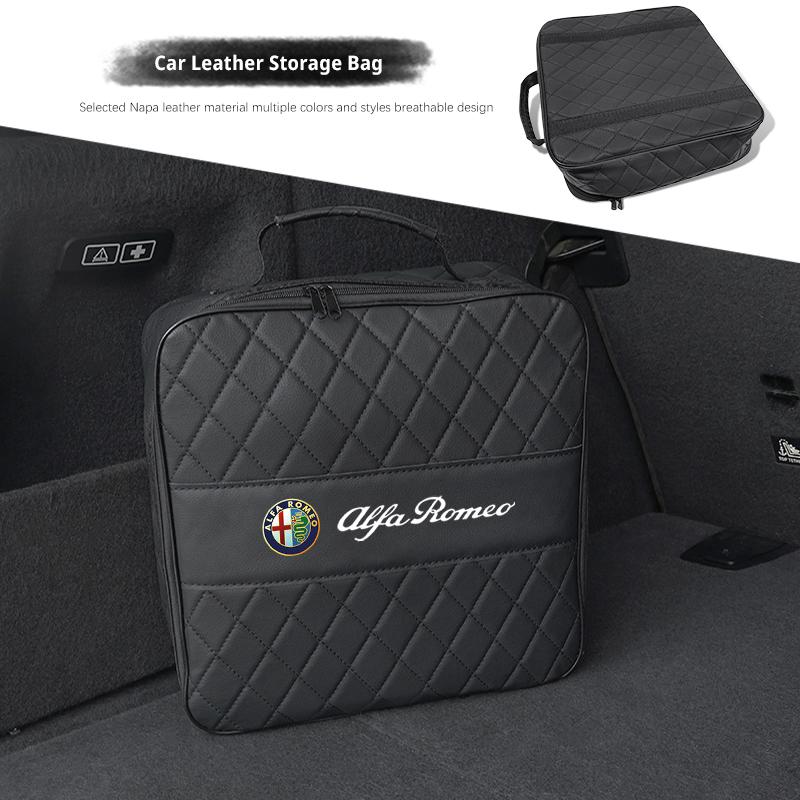 DCLLR1 Car Leather Storage Bag High-capacity Auto Trunk Handbag For Alfa Romeo Giulietta 159 Mito Giulia Stelvio 147 156 Tonale Brera