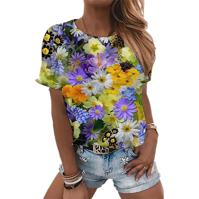 Vintage Sunflower 3d Print Elegant Women Clothing Female Summer Fashion Short Sleeve Top Tees Ladies Casual Comfortable T Shirt