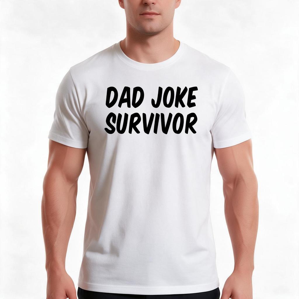Dad Joke Survivor Tshirt Summer Casual Cotton Tee Oversized Streetwear Tops Vintage Graphic Print Loose Fit Short Sleeve
